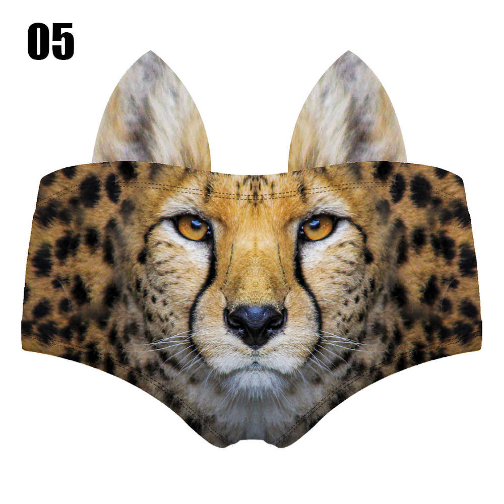 Women Cute Animals Pattern Panties 3D Printing Pig Cat Cute Briefs Bull Dog Cheetah with Ears Lift Up Waist and Hip Sexy Panties - Image 9