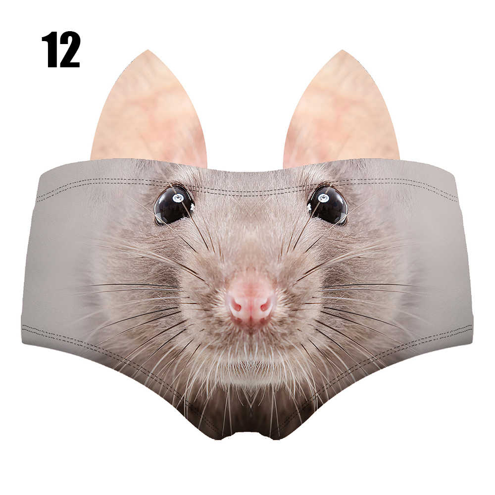 Women Cute Animals Pattern Panties 3D Printing Pig Cat Cute Briefs Bull Dog Cheetah with Ears Lift Up Waist and Hip Sexy Panties - Image 14