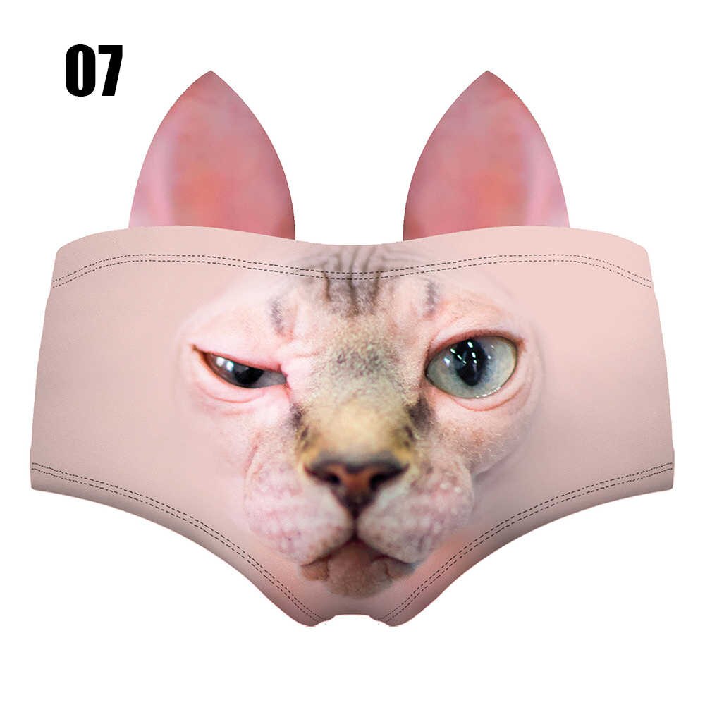 Women Cute Animals Pattern Panties 3D Printing Pig Cat Cute Briefs Bull Dog Cheetah with Ears Lift Up Waist and Hip Sexy Panties - Image 11