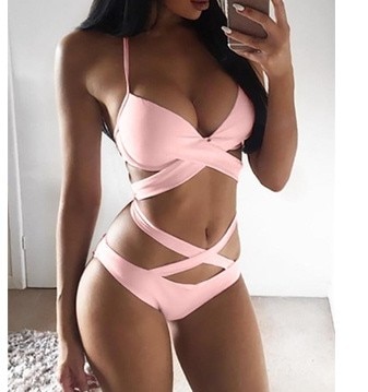 Push-Up Bikinis Sexy black bandage design Halter bikini swimsuit women Low Waist Women swimwear swimming Brazilian Biquini - Image 9