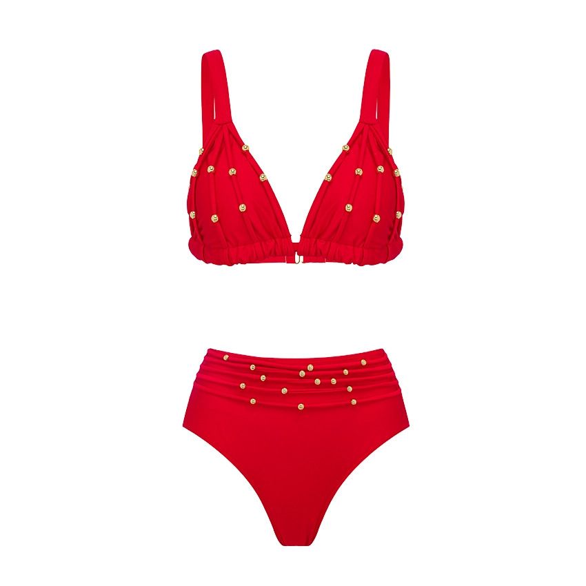 Red Two-Piece Bikini Swimwear Set for Women Triangular Cut, Swimwear - Image 7