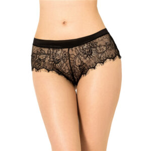 Woman Panties Underwear Thin Transparent Lace Briefs Open Back Sexy Bragas Mujer Black Floral Lace Knickers