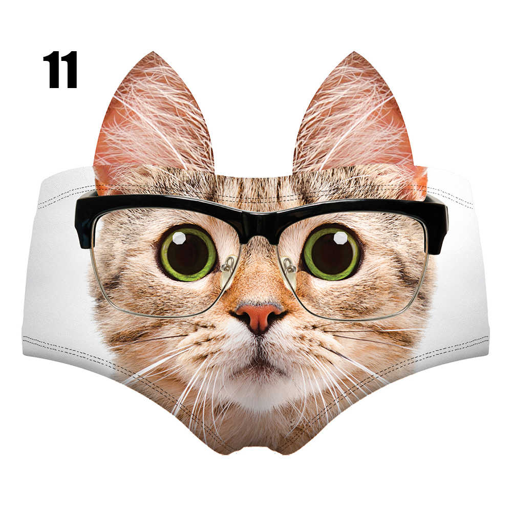 Women Cute Animals Pattern Panties 3D Printing Pig Cat Cute Briefs Bull Dog Cheetah with Ears Lift Up Waist and Hip Sexy Panties - Image 16