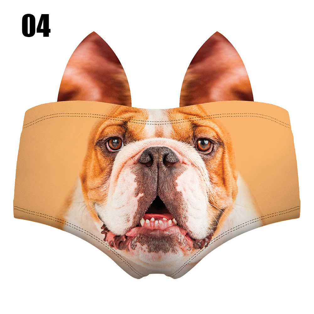 Women Cute Animals Pattern Panties 3D Printing Pig Cat Cute Briefs Bull Dog Cheetah with Ears Lift Up Waist and Hip Sexy Panties - Image 8