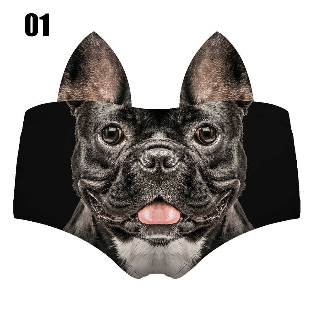 Women Cute Animals Pattern Panties 3D Printing Pig Cat Cute Briefs Bull Dog Cheetah with Ears Lift Up Waist and Hip Sexy Panties - Image 6