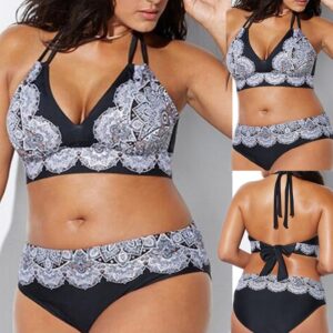 Sexy Bandage Bikinis Women Women Plus Size Bandage Printing Padded Bra Bikini Split Body Swimsuit Beachwear Suit Swimwear