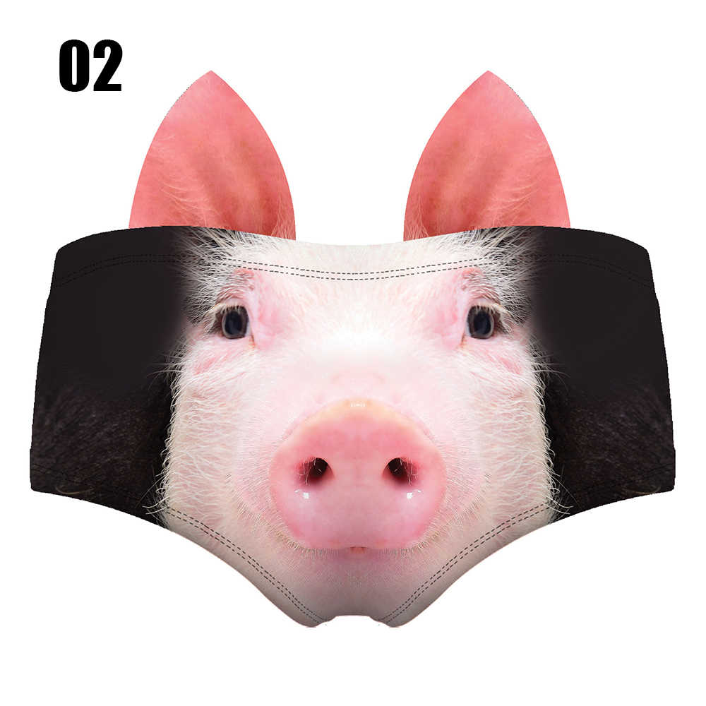 Women Cute Animals Pattern Panties 3D Printing Pig Cat Cute Briefs Bull Dog Cheetah with Ears Lift Up Waist and Hip Sexy Panties - Image 7