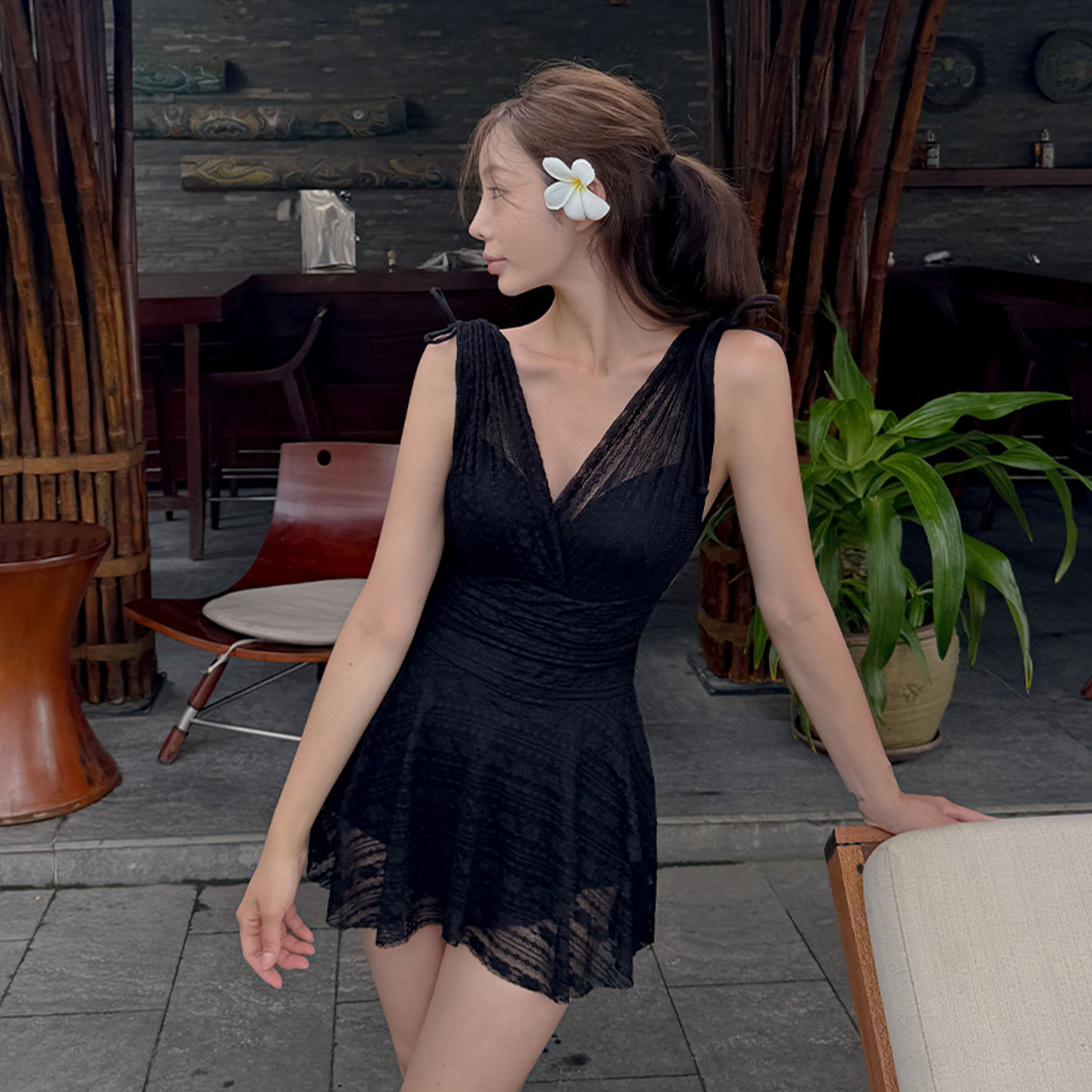 Swimwear Women's Conservative Dress-style One-piece Swimwear - Image 2