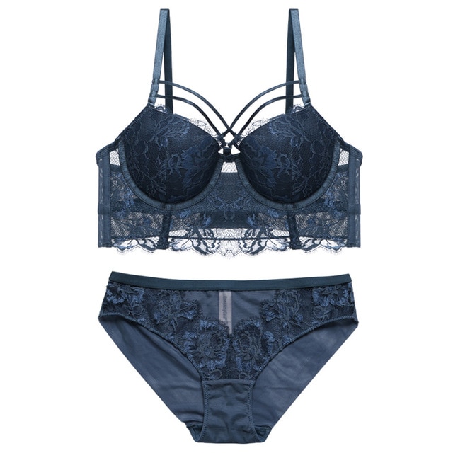 lace strap push up bra set padding cup beautiful bra model sexy underwear women bra panties set fit girl - Image 8