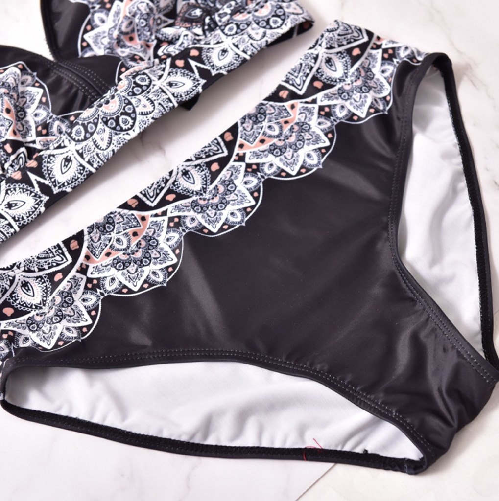 Sexy Bandage Bikinis Women Women Plus Size Bandage Printing Padded Bra Bikini Split Body Swimsuit Beachwear Suit Swimwear - Image 5