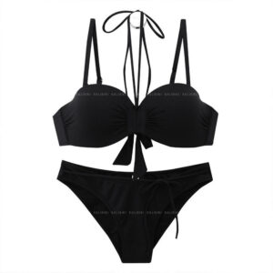 Two-Piece Bikini Swimwear Solid Color Padded Slimming Swimwear Bikini