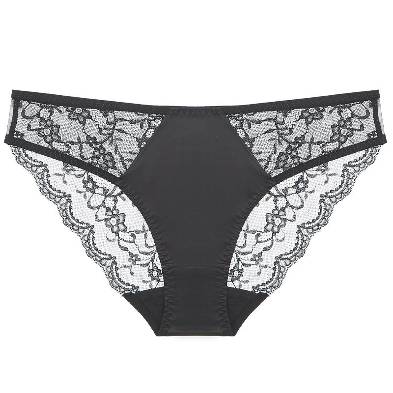 Sexy Women's Underwear Ultra-thin Breathable Lace Plus Size Panties with Cotton Crotch Tummy Control Low Waist Triangle Briefs - Image 7