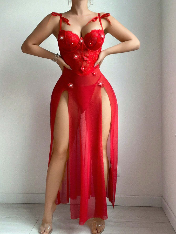 Red sexy long dress sexy dress sexy lingerie for women - Image 6