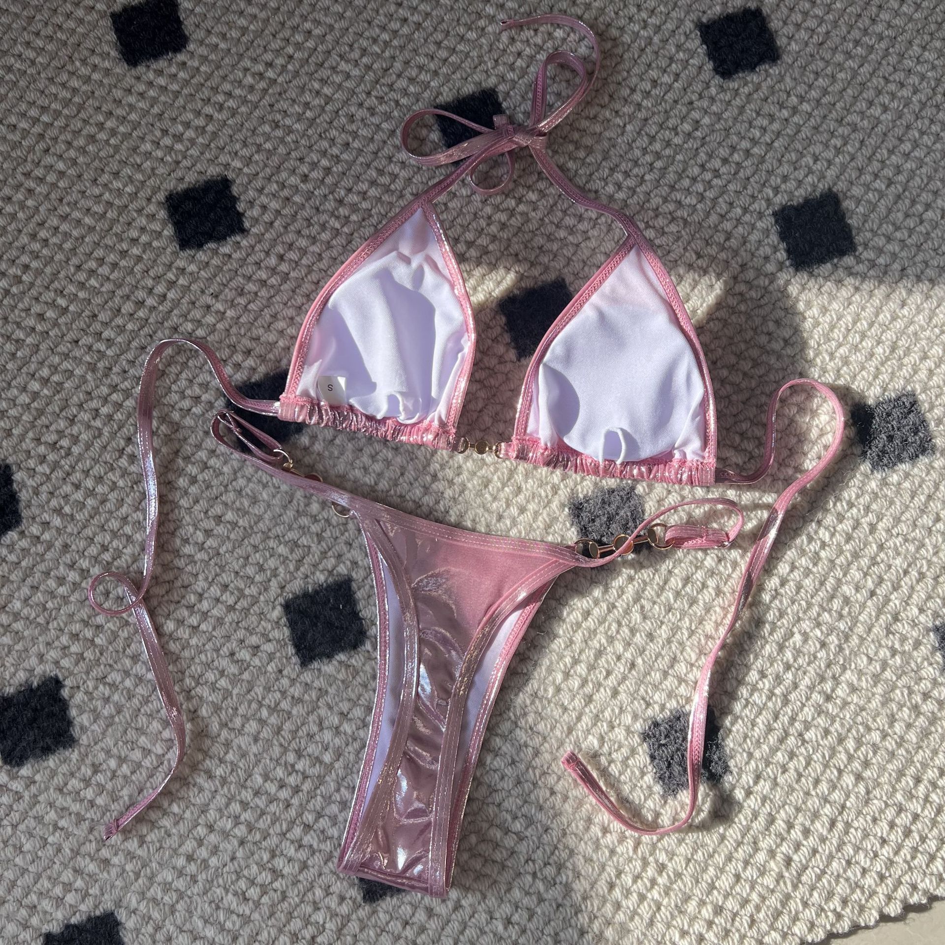 Sexy Shiny Pearl Thong Bikini Swimwear Bikini - Image 3