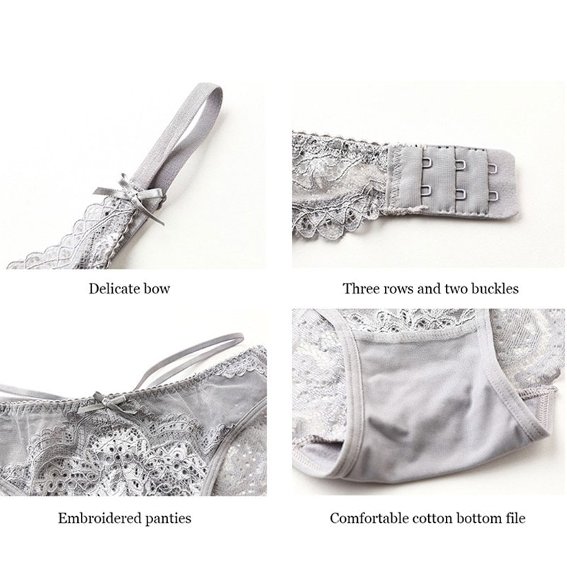 Green Underwear Set Women Bra Push Up Brassiere Cotton Thick Black Gather Sexy Bra Panties Sets Embroidery Lace Lingerie Set - Image 3