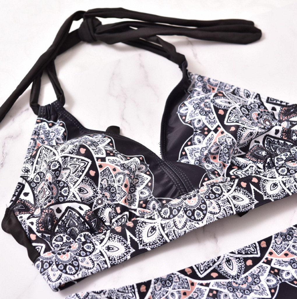 Sexy Bandage Bikinis Women Women Plus Size Bandage Printing Padded Bra Bikini Split Body Swimsuit Beachwear Suit Swimwear - Image 4