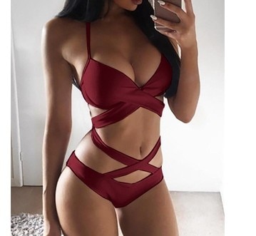 Push-Up Bikinis Sexy black bandage design Halter bikini swimsuit women Low Waist Women swimwear swimming Brazilian Biquini - Image 10