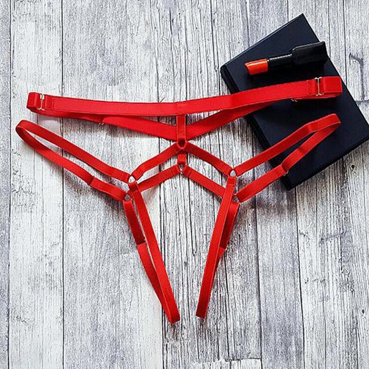 Plus Size Sexy Open Panties Transparent Buttocks Lace Up Thong For Women - Image 4