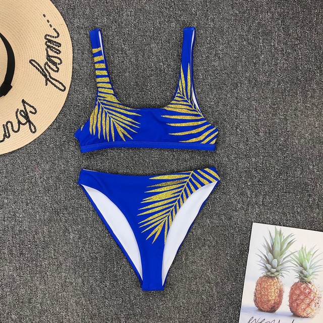 High Waist Bikini Swimsuit Women Sexy Print Bikinis Black Biquini Leaf Print Bikini Brazilian Micro Swimwear Women - Image 8