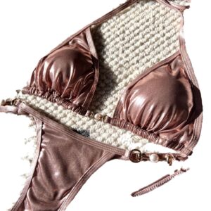 Sexy Shiny Pearl Thong Bikini Swimwear Bikini