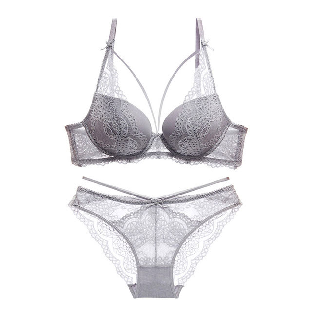 Green Underwear Set Women Bra Push Up Brassiere Cotton Thick Black Gather Sexy Bra Panties Sets Embroidery Lace Lingerie Set - Image 5