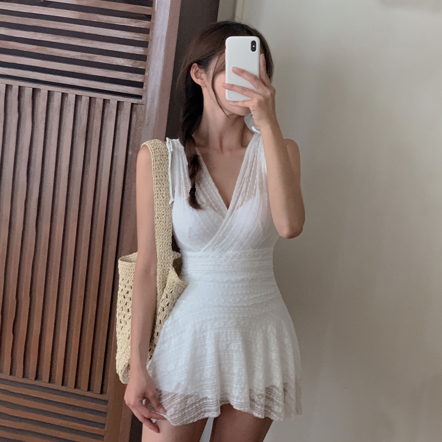 Swimwear Women's Conservative Dress-style One-piece Swimwear - Image 3