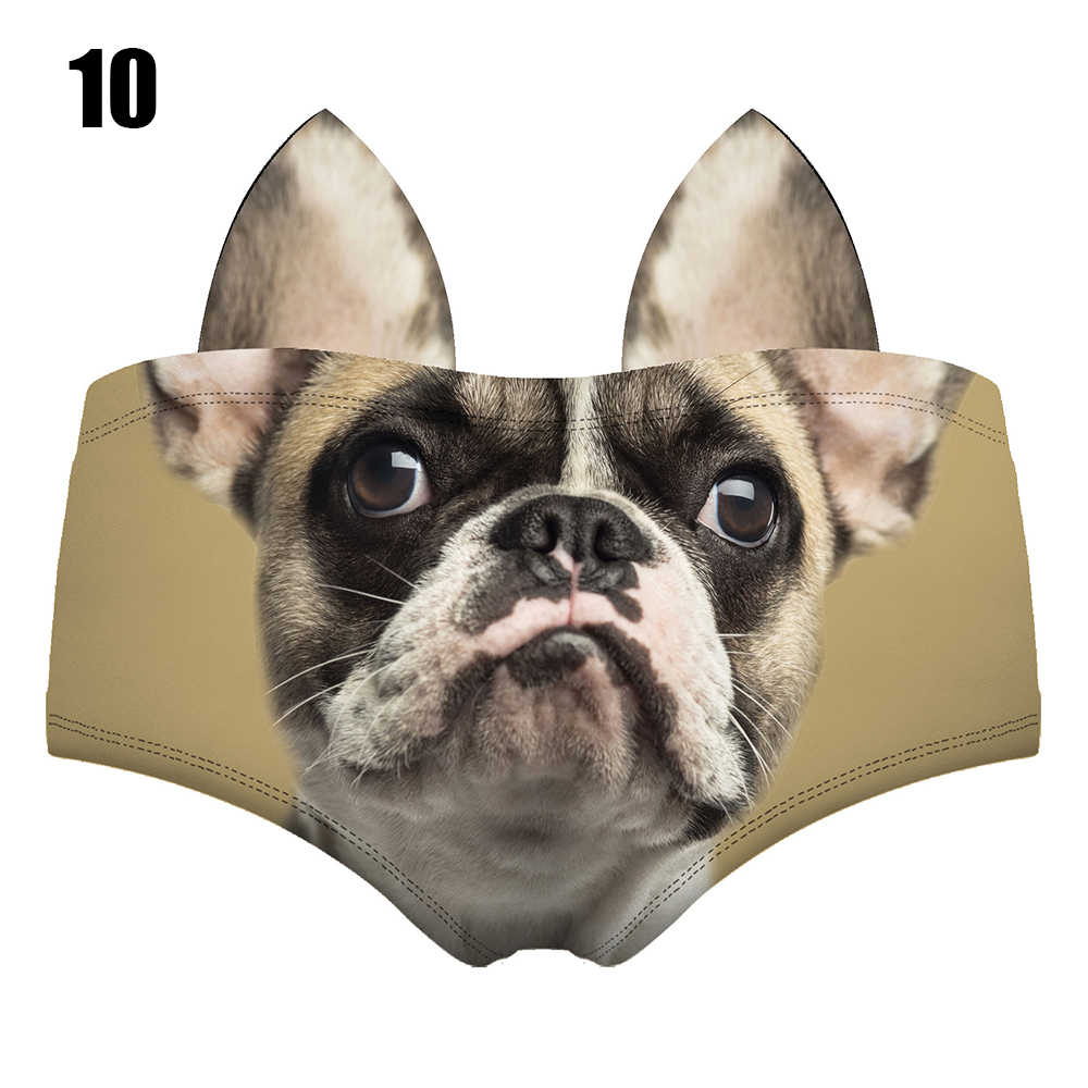 Women Cute Animals Pattern Panties 3D Printing Pig Cat Cute Briefs Bull Dog Cheetah with Ears Lift Up Waist and Hip Sexy Panties - Image 15