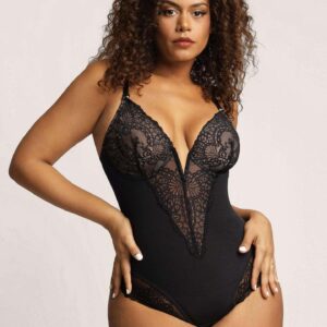 Lace Shapewear Bodysuit Women Tummy Control Backless Tank Tops V Neck Body Suit Thongs