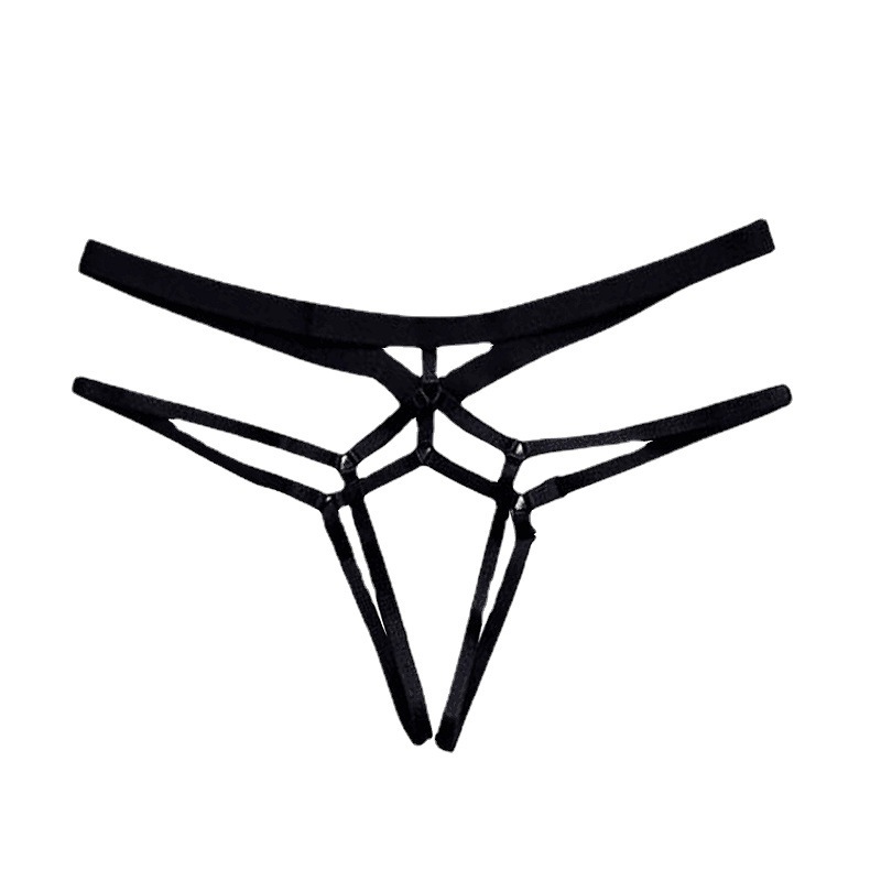 Plus Size Sexy Open Panties Transparent Buttocks Lace Up Thong For Women - Image 6