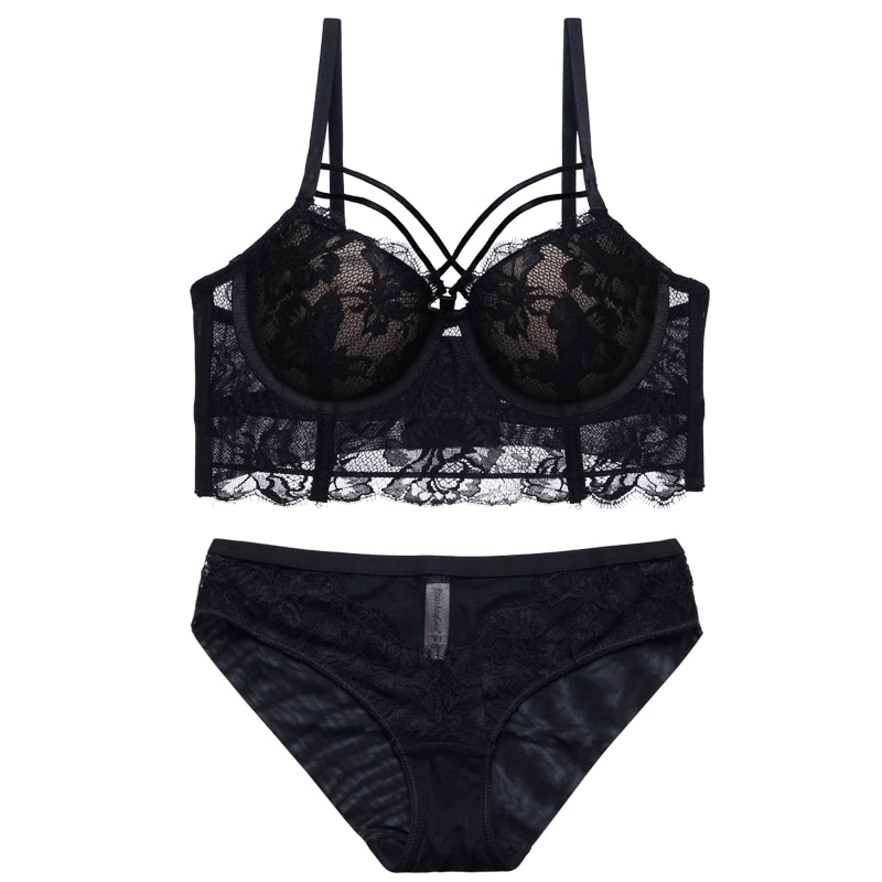 lace strap push up bra set padding cup beautiful bra model sexy underwear women bra panties set fit girl - Image 4
